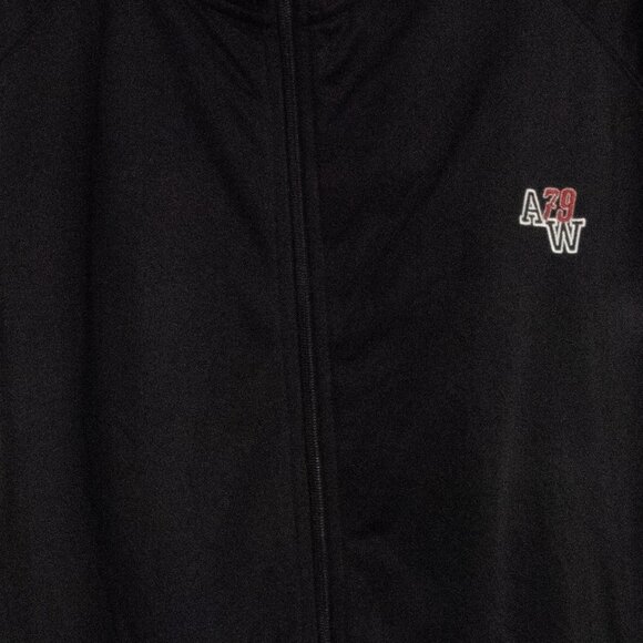 Athletic Works Black Track Jacket With Striped Sleeves & Embroidered Logo - Picture 3 of 8
